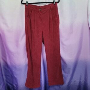 Halara Mid Rise Straight Leg Corduroy Casual Pants Burgundy Size M